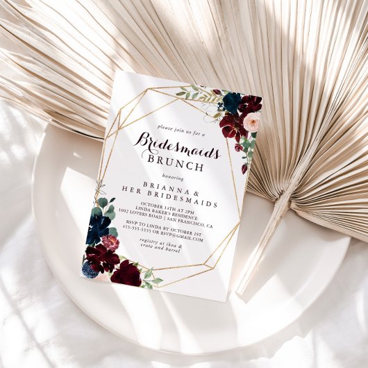 Geometrische Waterverf Bruidsmeisjes Brunch Shower Kaart