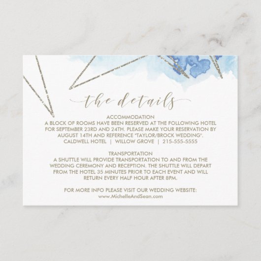 Geometrische Waterverf bruiloft details Kaart invo (Voorkant)