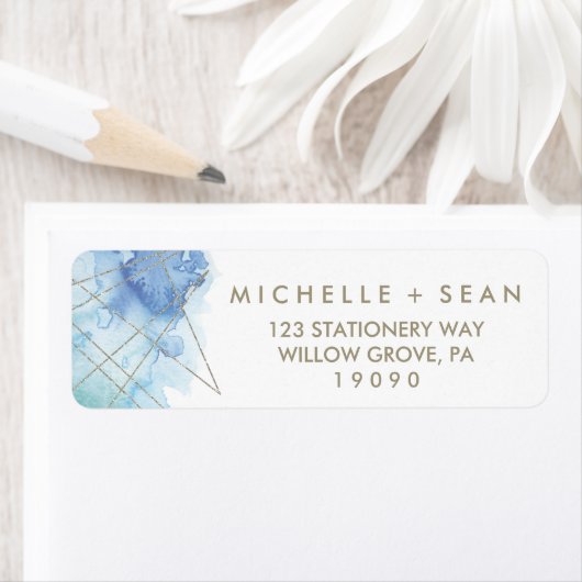 Geometrische Waterverf bruiloft Etiket (Insitu)
