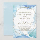 Geometrische Waterverf bruiloft Kaart (Voorkant / Achterkant)
