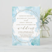 Geometrische Waterverf bruiloft Kaart (Staand voorkant)