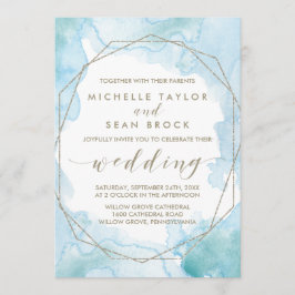 Geometrische Waterverf bruiloft Kaart