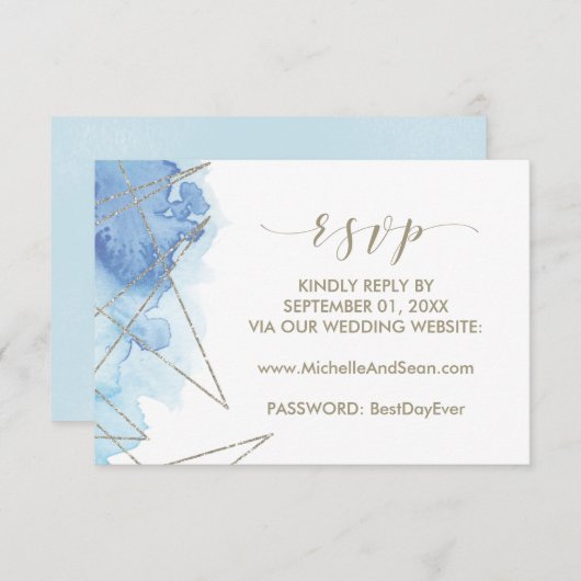 Geometrische Waterverf bruiloft Website RSVP-kaart RSVP Kaartje (Voorkant / Achterkant)