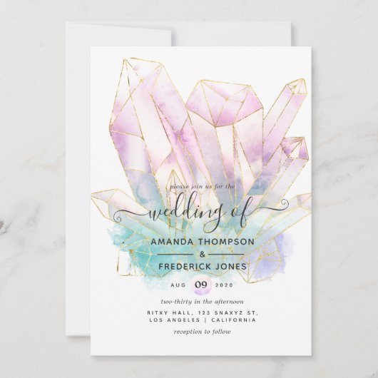 Geometrische Waterverf Crystals Weddenschap Kaart (Voorkant)