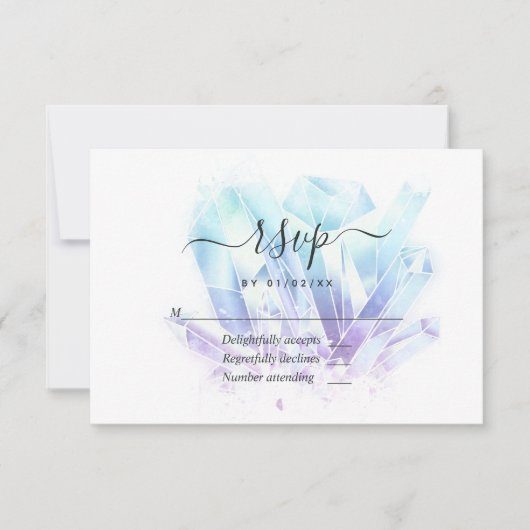 Geometrische Waterverf Crystals Weddenschap RSVP Kaartje (Voorkant)