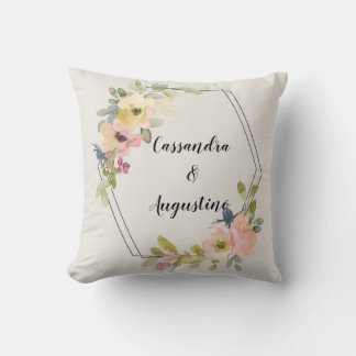 Geometrische Waterverf Floral Couples Kussen