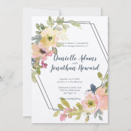 Geometrische Waterverf Floral Wedding Kaart