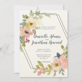 Geometrische Waterverf Floral Wedding Kaart