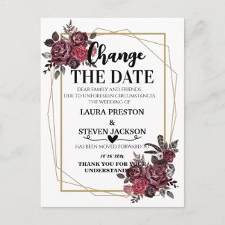 geometrische waterverf florale verandering datum briefkaart