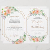 Geometrische Waterverf Flower Folded Wedding Progr (Voorkant / Achterkant)