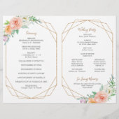 Geometrische Waterverf Flower Folded Wedding Progr (Achterkant)