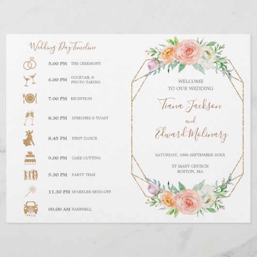 Geometrische Waterverf Flower FoldedWedding Chrono (Voorkant)