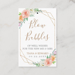 Geometrische Waterverf Flowers Bubble Wand Label