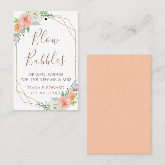 Geometrische Waterverf Flowers Bubble Wand Label (Voorkant / Achterkant)