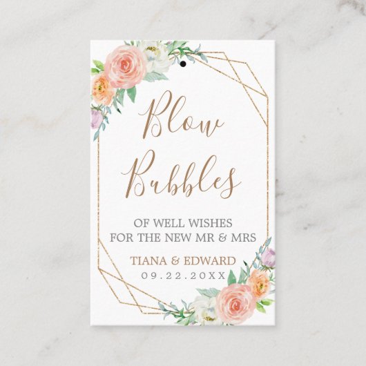 Geometrische Waterverf Flowers Bubble Wand Label (Voorkant)