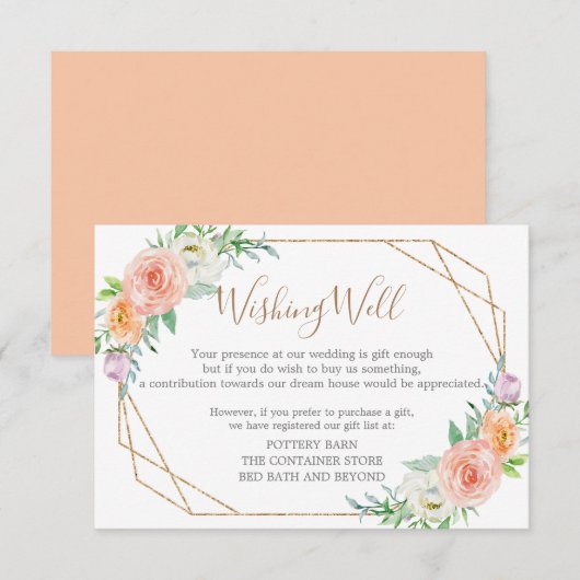 Geometrische Waterverf Flowers Wedding Registry Ka RSVP Kaartje (Voorkant / Achterkant)