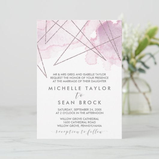 Geometrische Waterverf | Geweld formeel huwelijk Kaart (Staand voorkant)