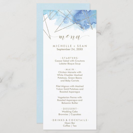 Geometrische Waterverf Kaart menu menu (Voorkant / Achterkant)