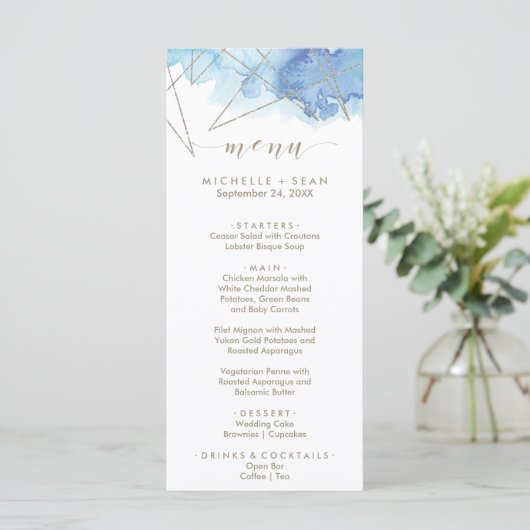 Geometrische Waterverf Kaart menu menu (Staand voorkant)