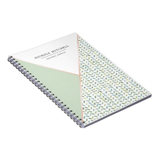 Geometrische Waterverf leder Notitieboek (Rechterzijde)