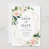 Geometrische Waterverf Lente-bloemen Save The Date (Voorkant)