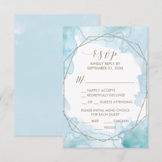 Geometrische Waterverf Lichtmenu Keuze RSVP-kaart RSVP Kaartje (Voorkant / Achterkant)