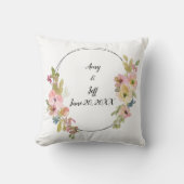 Geometrische Waterverf Monogram Bloemen Bruiloft Kussen (Voorkant)