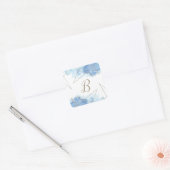 Geometrische Waterverf monogram enveloppen Vierkante Sticker (Envelop)