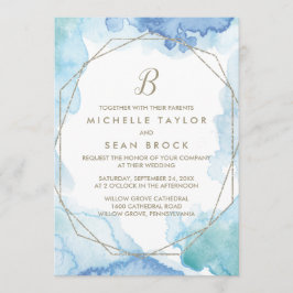 Geometrische Waterverf Monogram Weddenschap Kaart