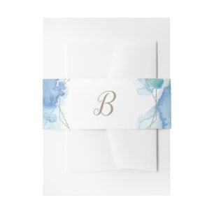 Geometrische Waterverf Monogram Weddenschap Uitnodigingen Wikkel