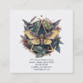 Geometrische waterverf Moth en Flowers Vierkante Visitekaartje (Achterkant)