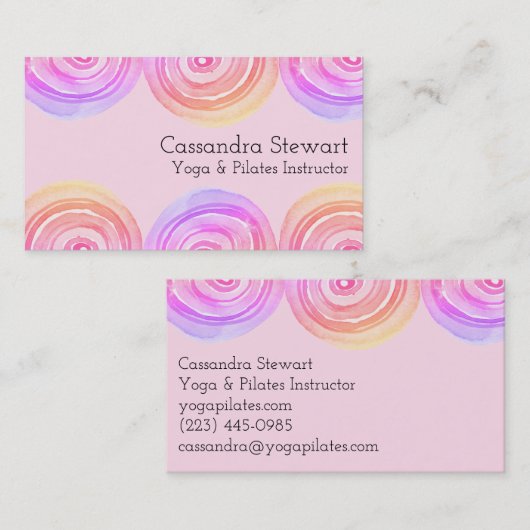 Geometrische waterverf ontwerp Warm Roze Arches Visitekaartje (Voorkant / Achterkant)