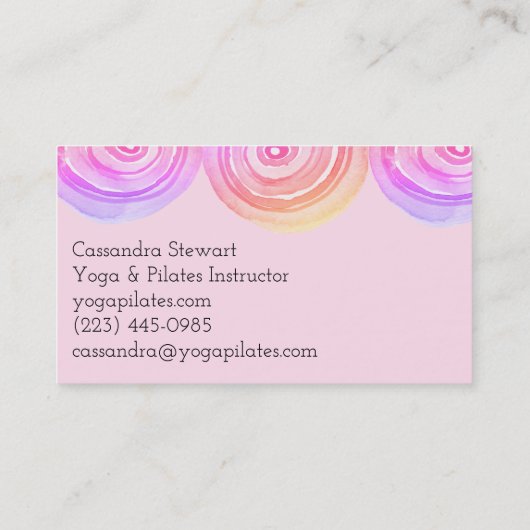 Geometrische waterverf ontwerp Warm Roze Arches Visitekaartje (Achterkant)