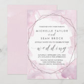 Geometrische Waterverf | Roze en Roos gouden bruil Kaart (Voorkant / Achterkant)