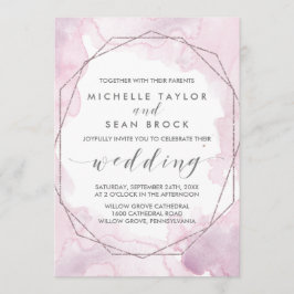 Geometrische Waterverf | Roze en Roos gouden bruil Kaart