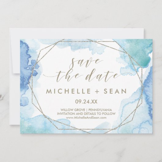 Geometrische Waterverf Sla de Kaart Datum op (Voorkant)