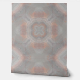 Geometrische Waterverf terracotta en grijs patroon Behang
