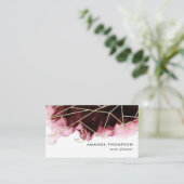 Geometrische Waterverf van Bourgogne en Blush Visitekaartje (Staand voorkant)