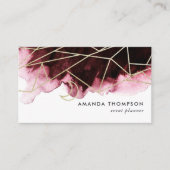 Geometrische Waterverf van Bourgogne en Blush Visitekaartje (Voorkant)