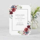 Geometrische Waterverf van Bourgogne, sla de datum Save The Date (Staand voorkant)