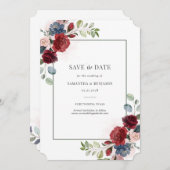 Geometrische Waterverf van Bourgogne, sla de datum Save The Date (Voorkant / Achterkant)