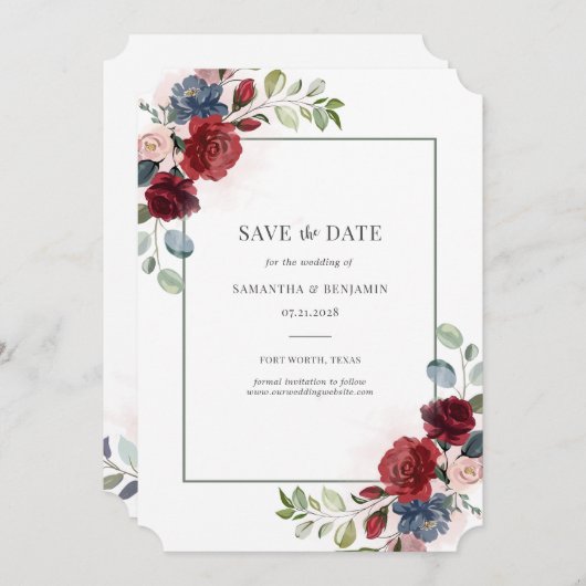 Geometrische Waterverf van Bourgogne, sla de datum Save The Date (Voorkant / Achterkant)