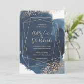 Geometrische Waterverf van de marine en de goudLij Kaart (Staand voorkant)