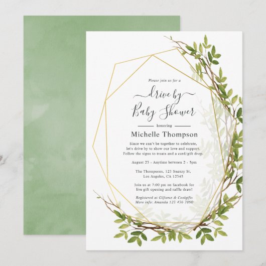 Geometrische waterverf van groene aandrijving door kaart (Voorkant / Achterkant)