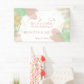 Geometrische waterverf van Neomint blush Gold Spandoek (Insitu)