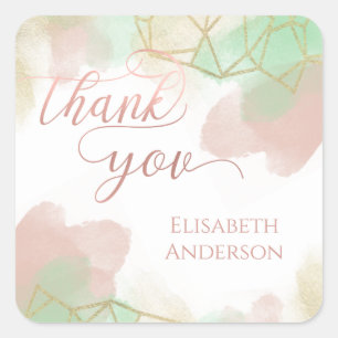 Geometrische waterverf van Neomint blush Gold Vierkante Sticker