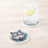 geometrische Waterverf wolf Zandsteen Onderzetter (Zijkant)