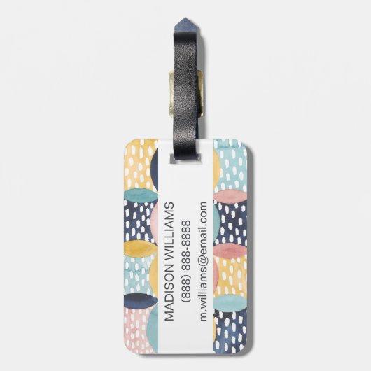 Geometrische waterverven bagagelabel (Achterkant verticaal)