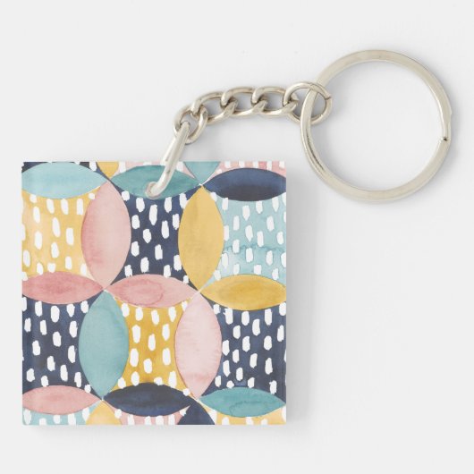 Geometrische waterverven sleutelhanger (Achterkant)