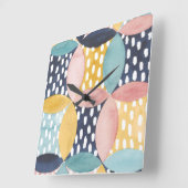 Geometrische waterverven vierkante klok (Hoek)